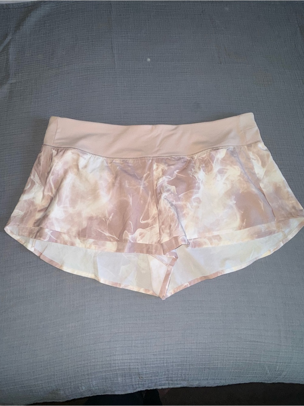 Tie-Dye Light Pink Athletic Shorts with Wide Waistband